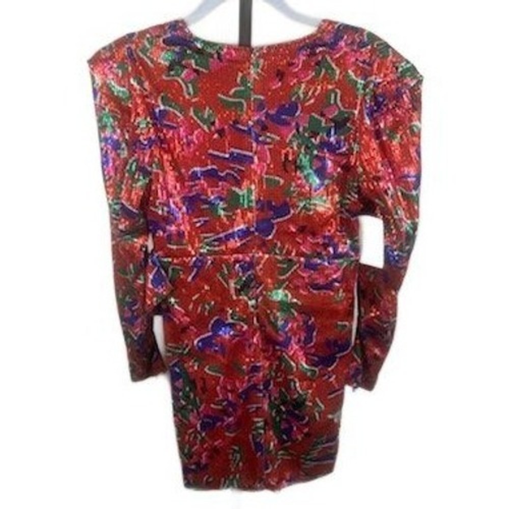 Nichole Lynel Red Sequin Mini Cocktail‎ Party  Dress Long Sleeve Size Medium